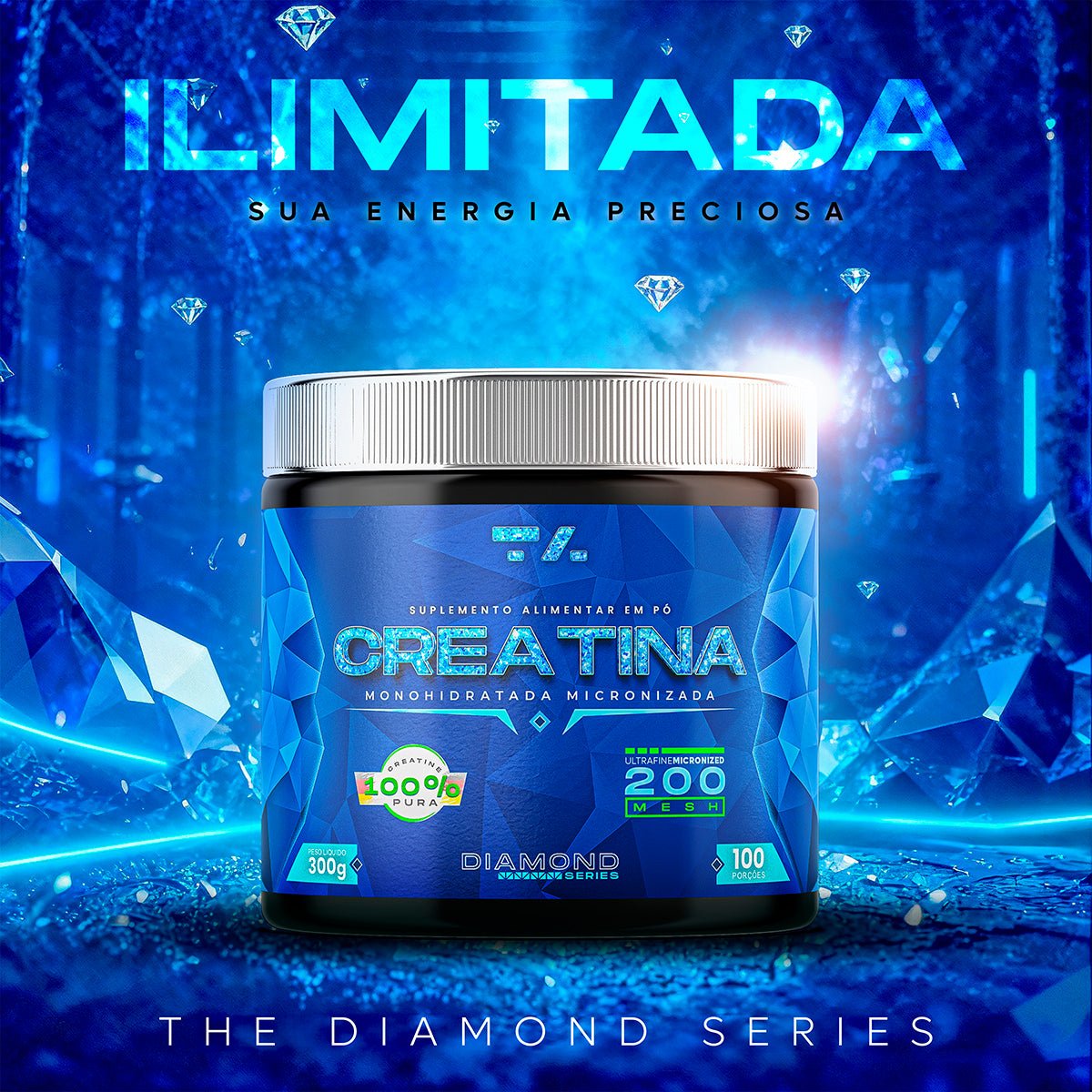 CREATINA 100% PURA DIAMOND - POTE - 300G - TA Suplementos AMINOACIDOS