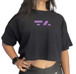 CROPPED OVER FEMININO - M - PRETO COM ROXO - TA Suplementos ACESSORIOS