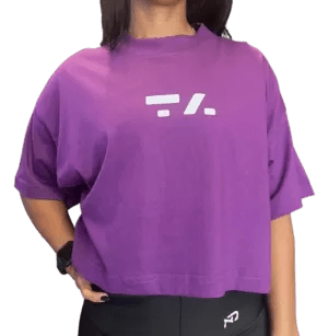 CROPPED OVER FEMININO - P - ROXO COM BRANCO - TA Suplementos ACESSORIOS