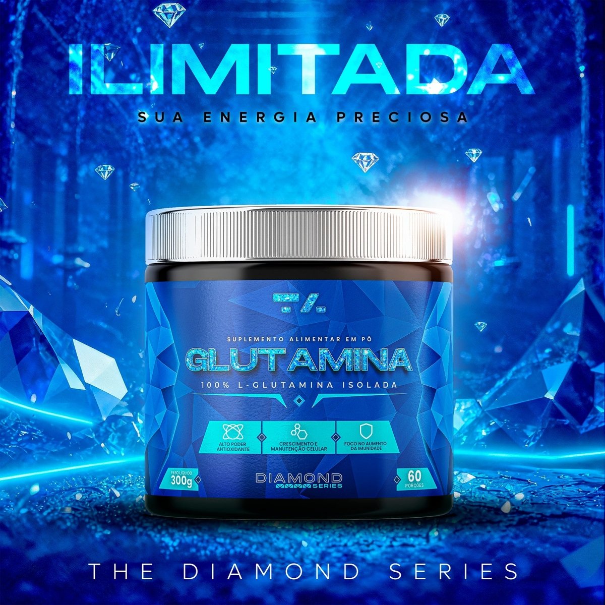 GLUTAMINA DIAMOND - POTE - 300G - TA Suplementos AMINOACIDOS