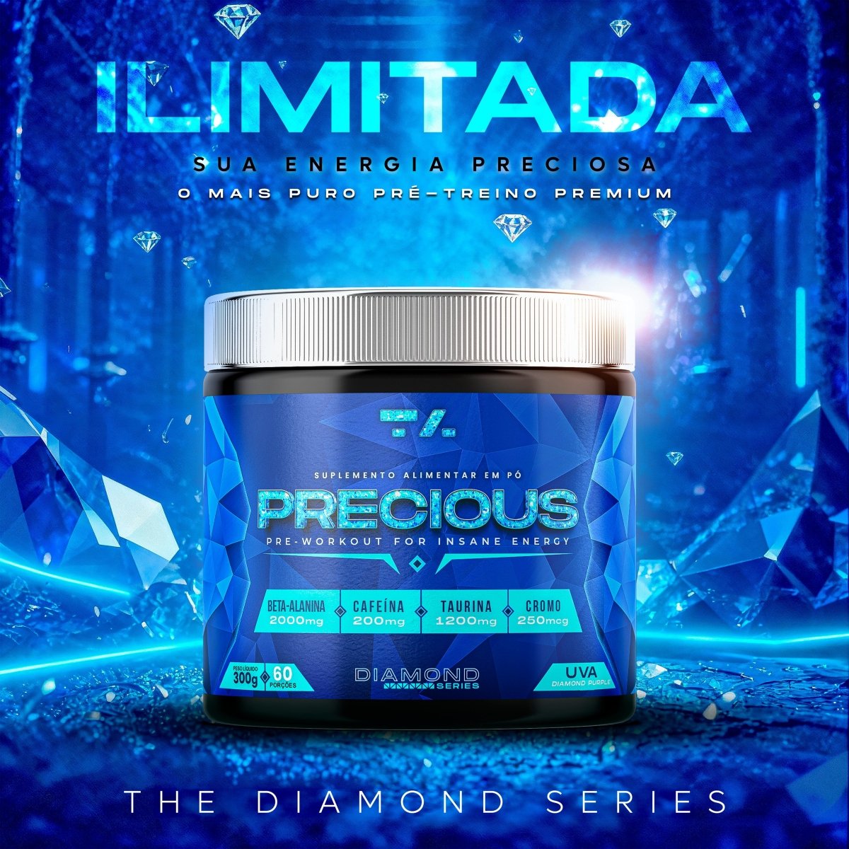 PRECIOUS PW DIAMOND SERIES - POTE - 300G - UVA - TA Suplementos PRE - TREINO