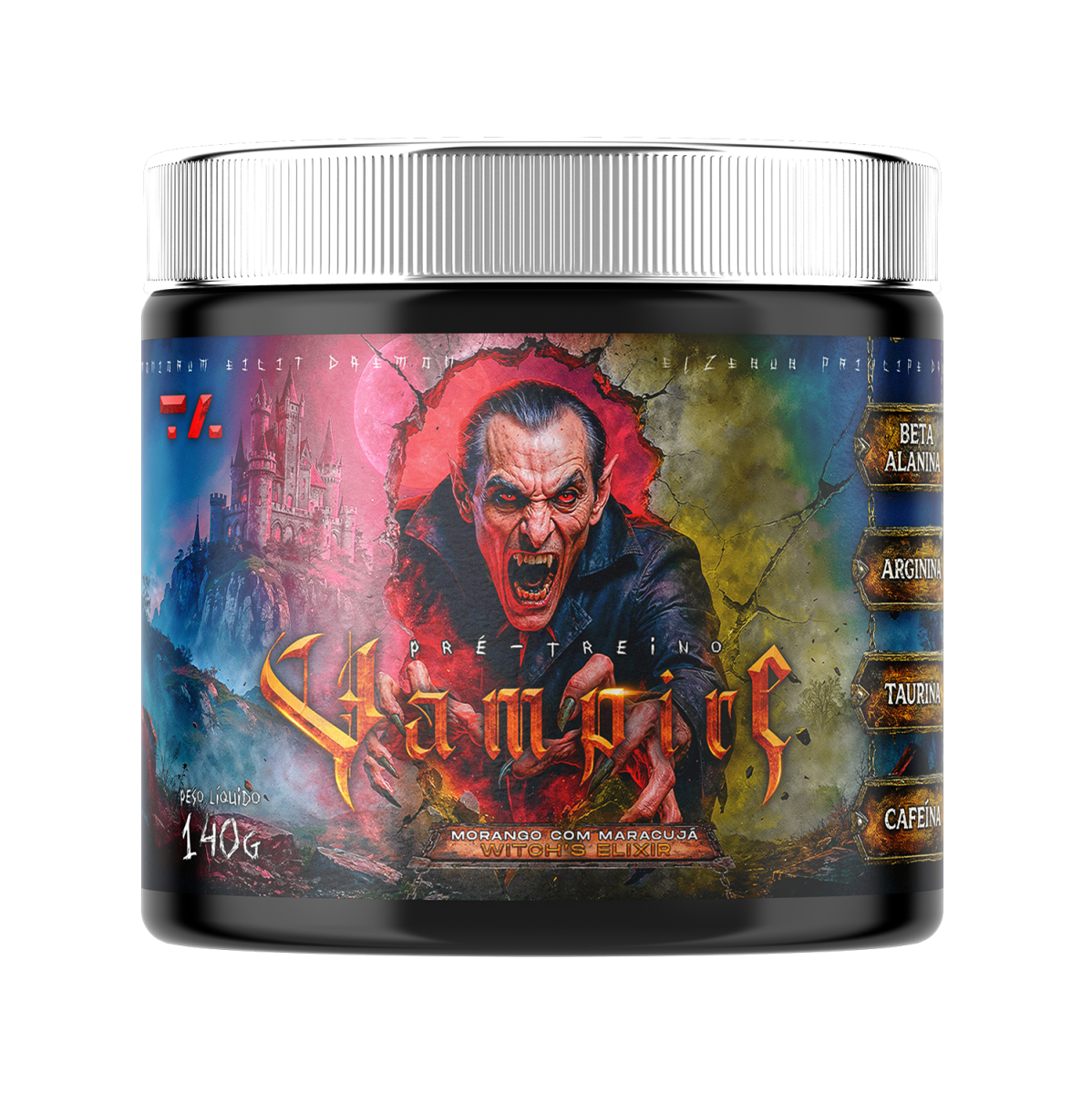 VAMPIRE BLACK - POTE - 140G - MORANGO COM MARACUJÁ - TA Suplementos PRE-TREINO
