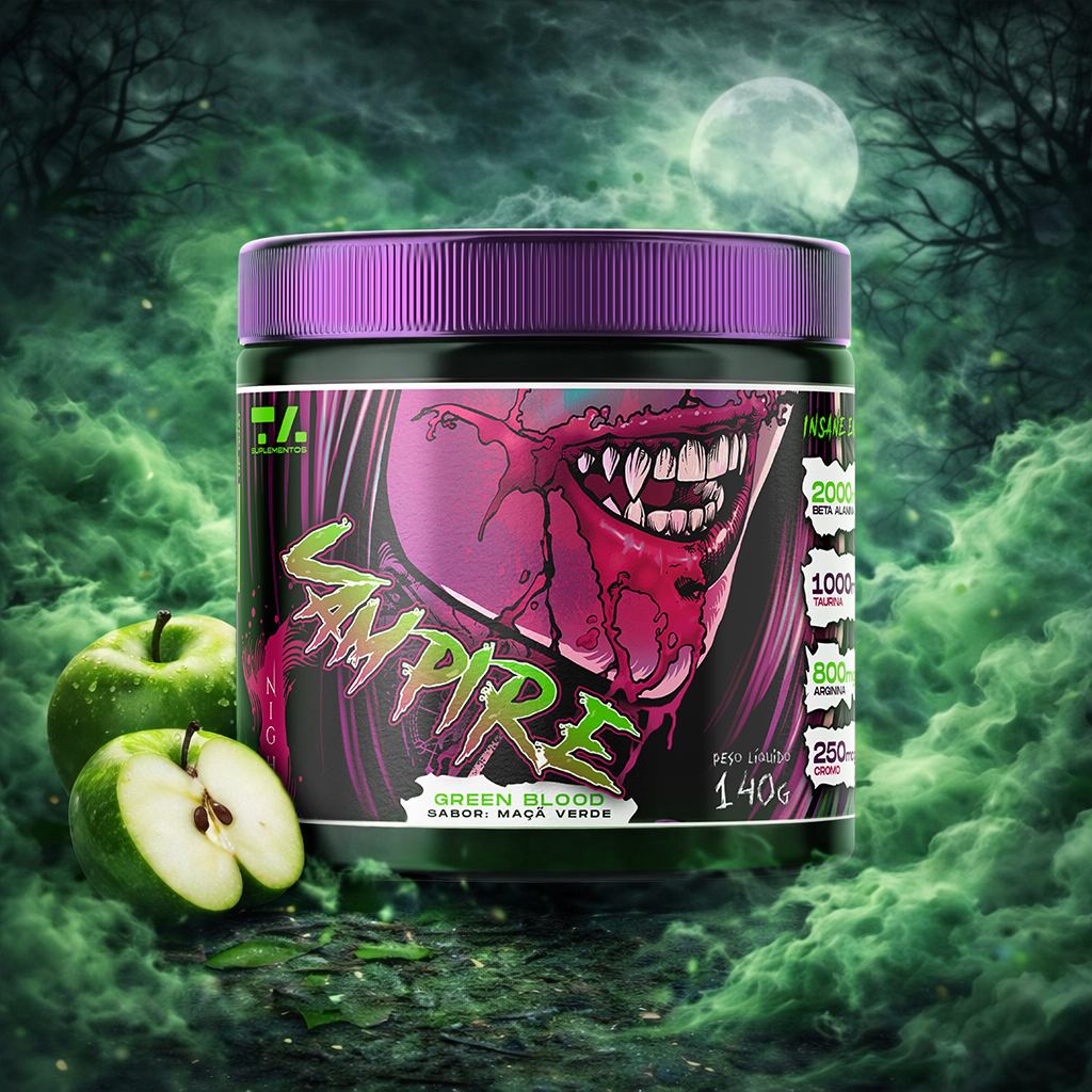 VAMPIRE NIGHT - POTE - 140G - GREEN BLOOD (MACA VERDE) - TA Suplementos PRE - TREINO
