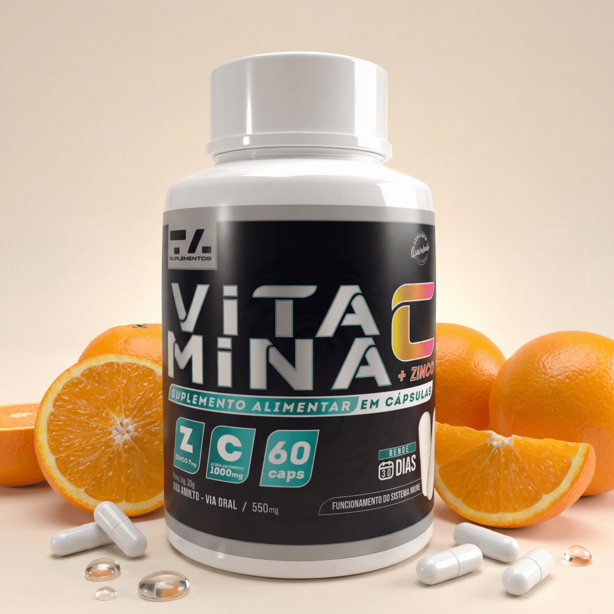 VITAMINA C + ZINCO - 60 CAPS - TA Suplementos VITAMINA - MINERAL