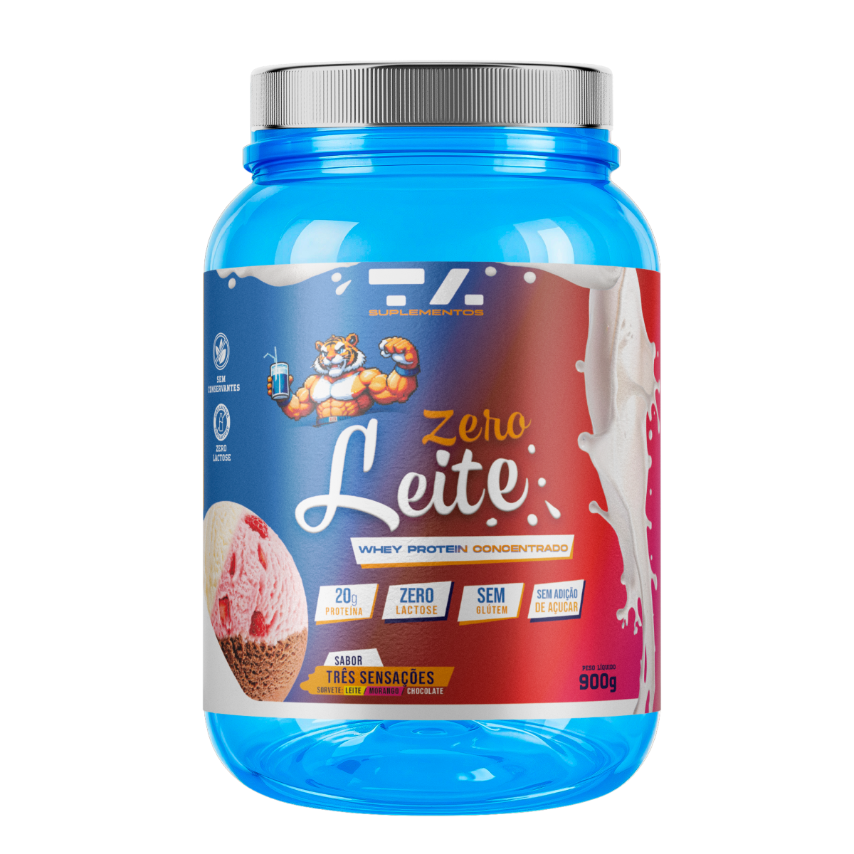 WHEY ZERO LEITE - POTE - 900G - TRÊS SENSAÇÕES - TA Suplementos PROTEINA