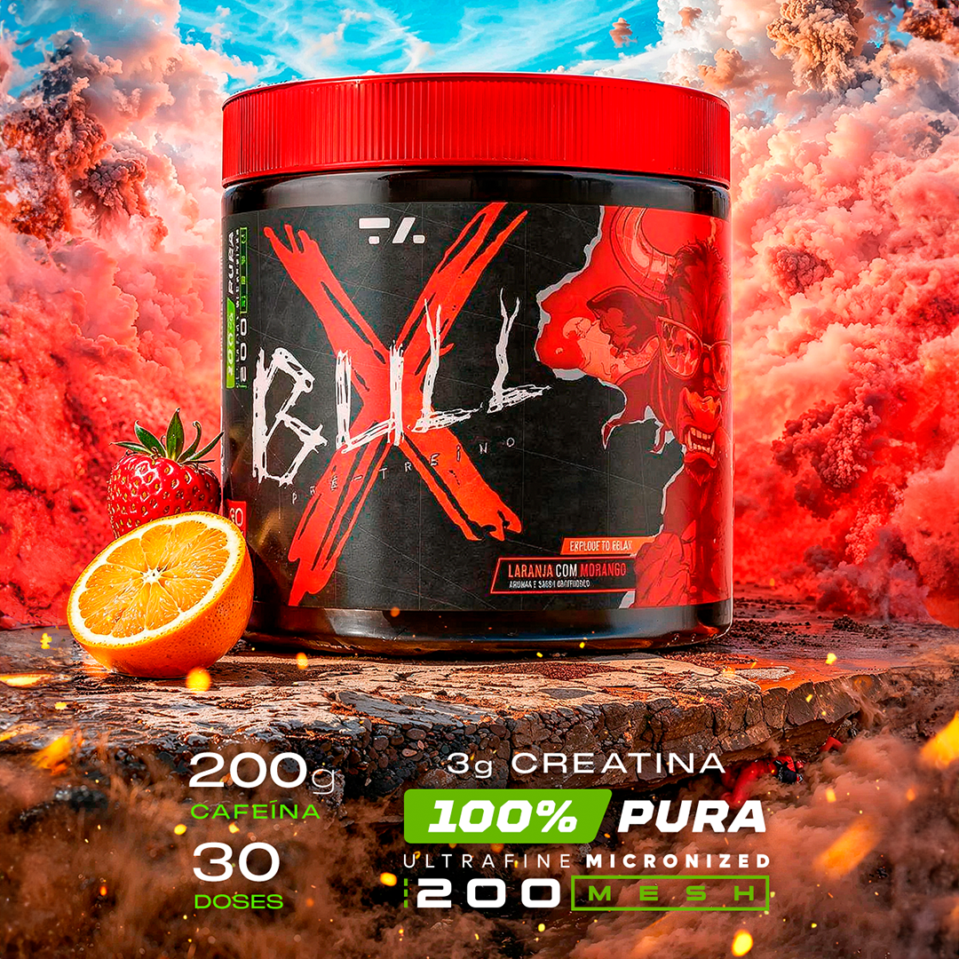 X - BULL - POTE - 300G - LARANJA COM MORANGO - TA Suplementos PRE - TREINO
