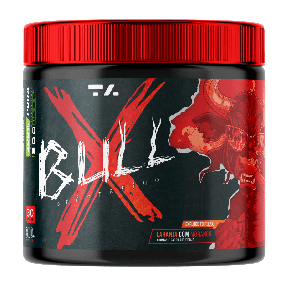 X - BULL - POTE - 300G - LARANJA COM MORANGO - TA Suplementos PRE - TREINO