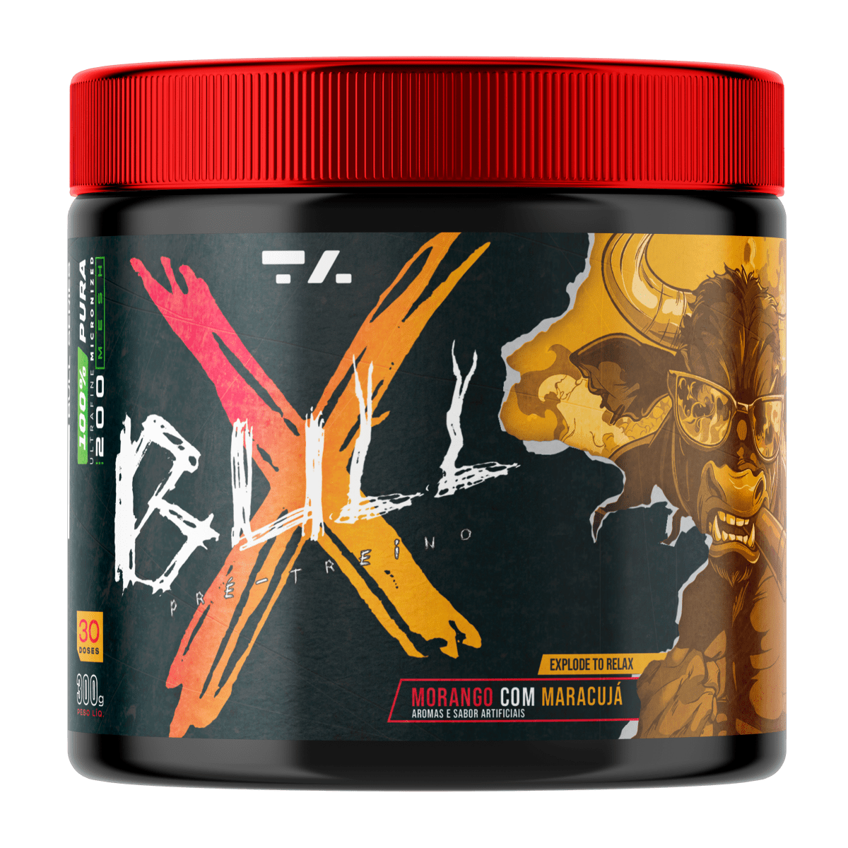 X - BULL - POTE - 300G - MORANGO COM MARACUJÁ - TA Suplementos PRE - TREINO